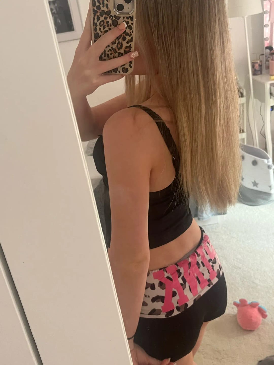 Customer photo review of Leopard fold over fitted shorts