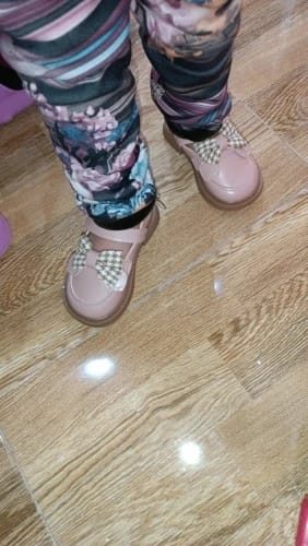 Customer photo review of Girls Retro Bow Tie Shoes
