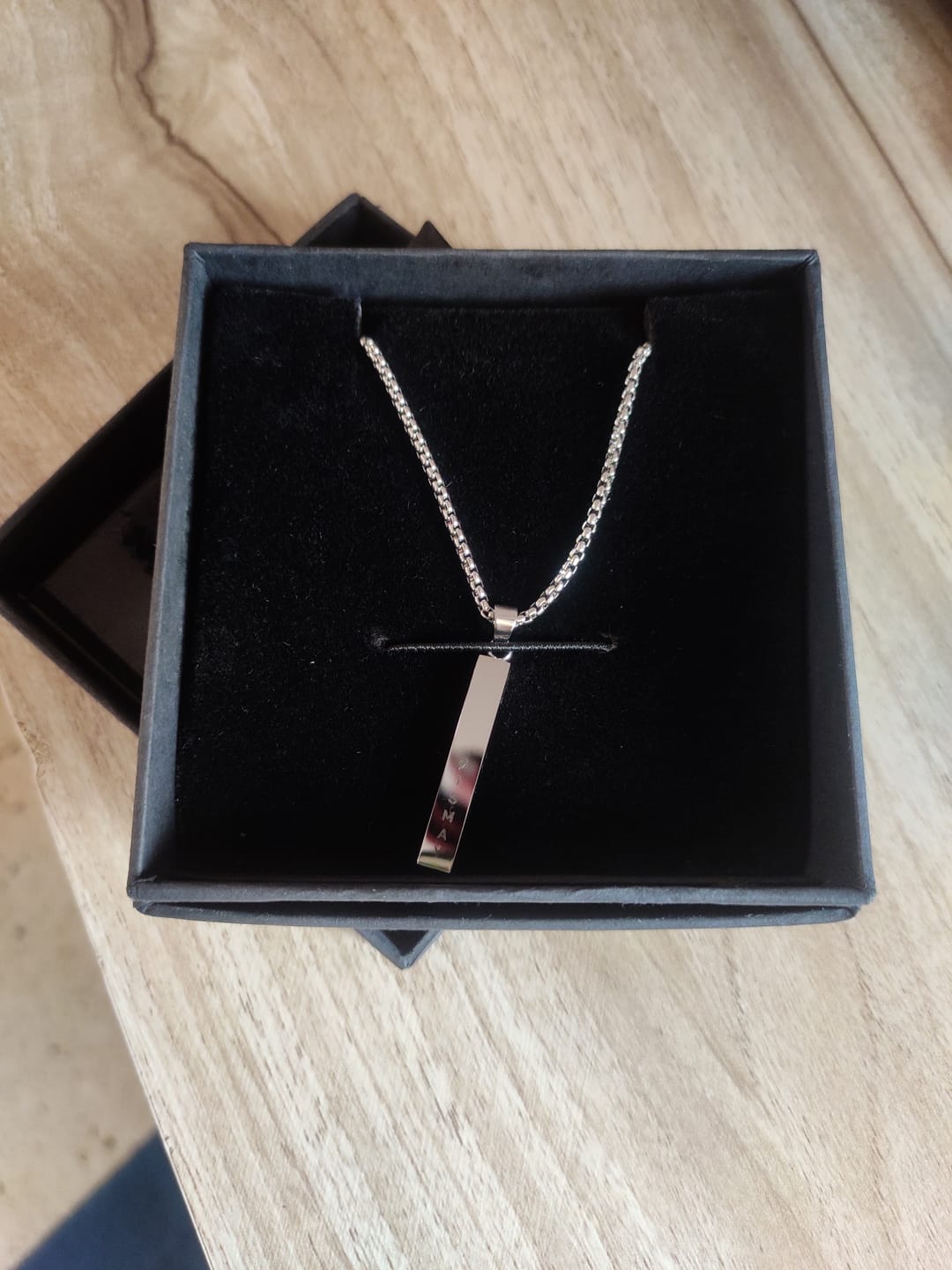 Customer photo review of Personalised Cuboid Locket for Men