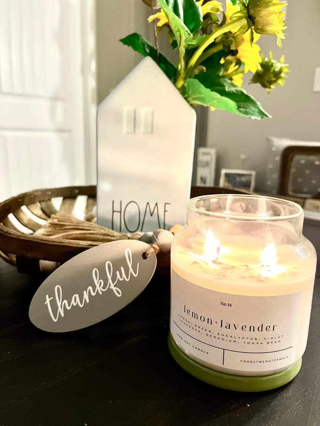 Customer photo review of Lemon + Lavender 22 oz Glass Candle