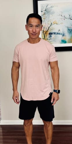 Customer photo review of 021 ESSENTIAL DROP-CUT T-SHIRT - DUSTY ROSE