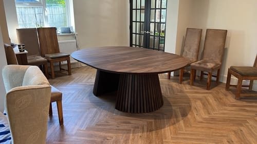 Customer photo review of Vivien Extendable Round Dining Table in Darker Walnut