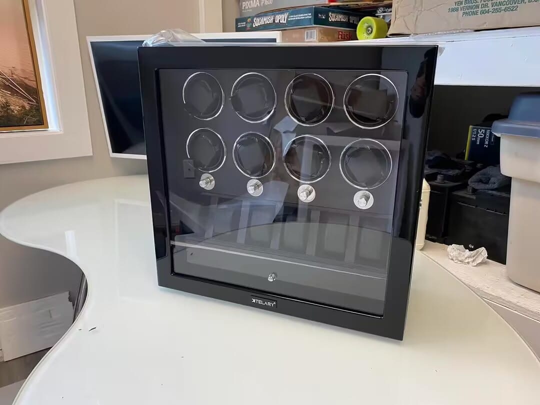 Customer photo review of Compact 8 Watch Winder with 6 Storage Space and Interior Backlight