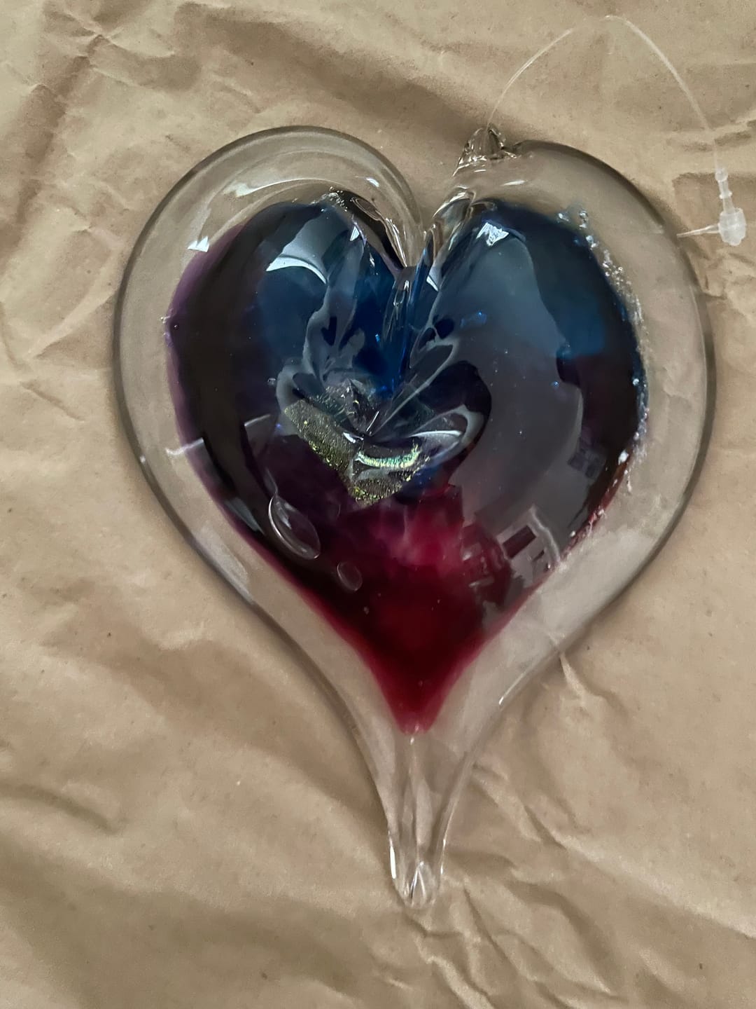 Customer photo review of Dichroic Heart Suncatcher with Infused Cremains