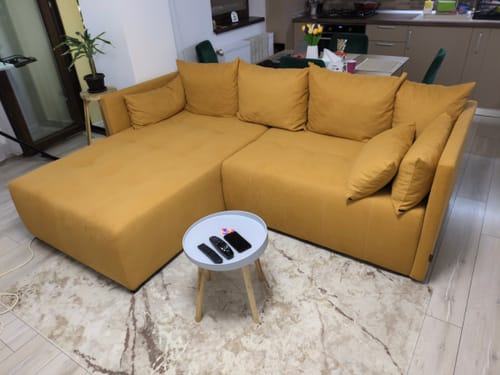 Customer photo review of Colțar extensibil dumonde cu ladă de depozitare si sezut confortabil din spuma HR, Malta Muștar 235x185 cm