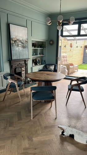 Customer photo review of Vivien Extendable Round Dining Table in Darker Walnut
