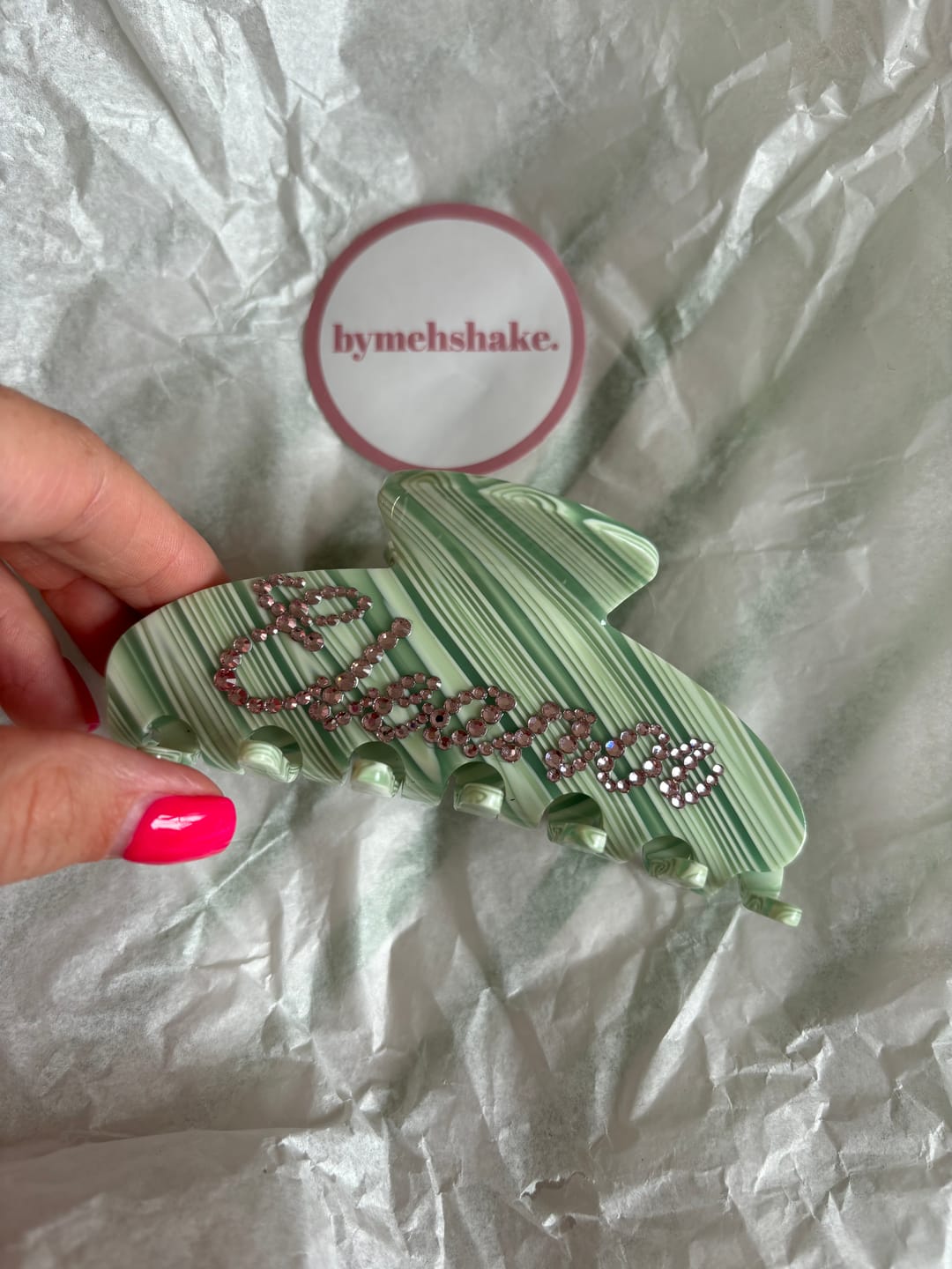 Customer photo review of custom hair claw clip