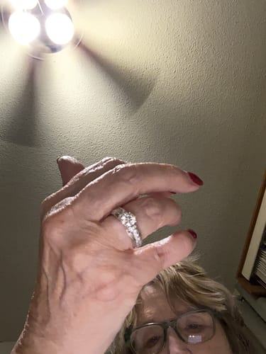 Customer photo review of Moissanite With Channel Set Sapphire Accents Engagement Ring