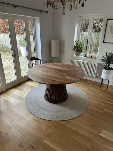 Customer photo review of Vivien Extendable Round Dining Table in Darker Walnut