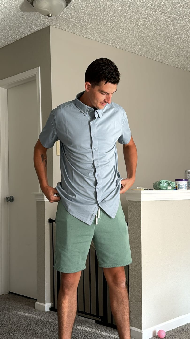 Customer photo review of Short-Sleeve Casual Button-Down: Glacial Blue