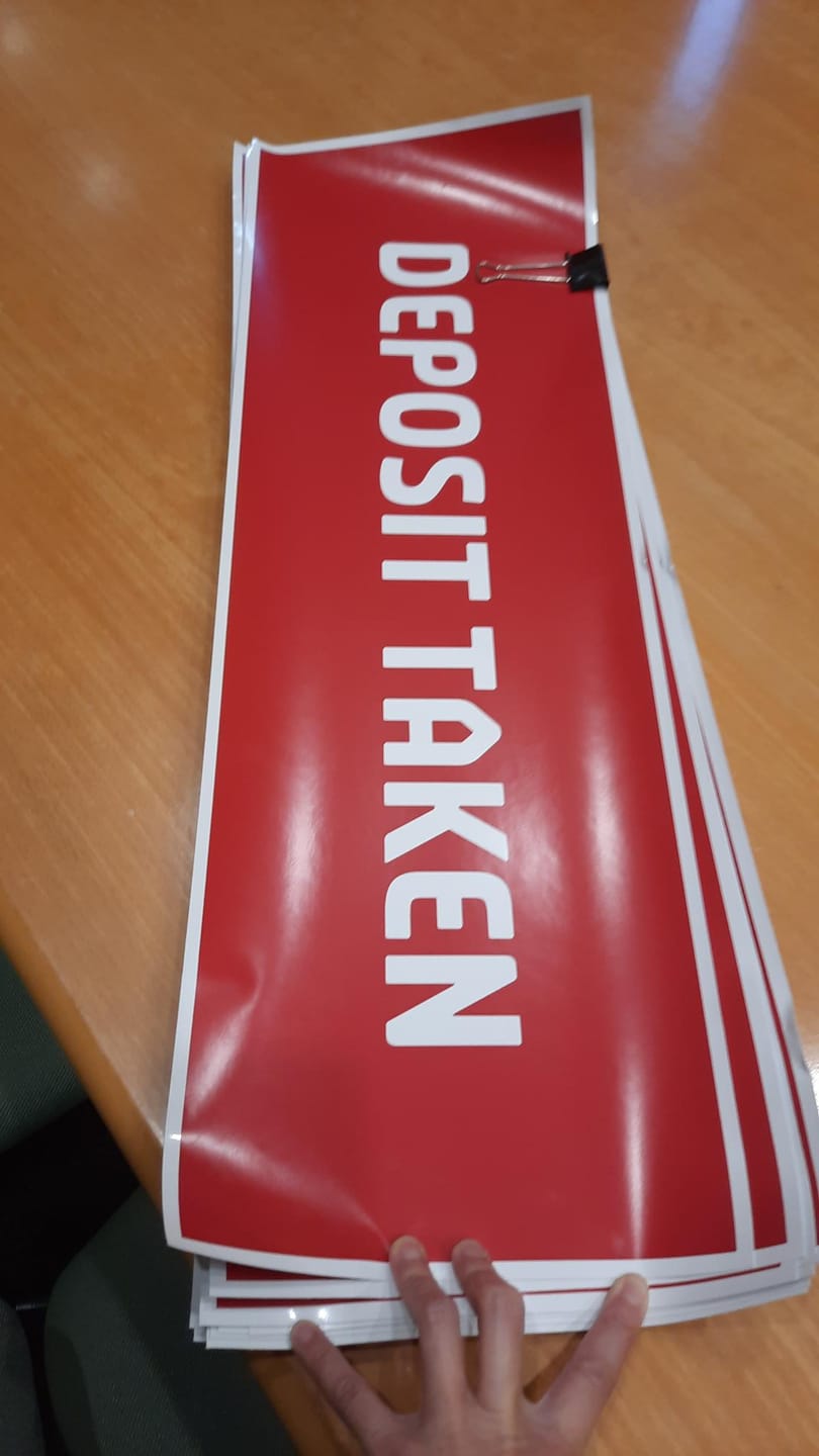 Customer photo review of Deposit Taken Sticker (Rectangle) - Professionals