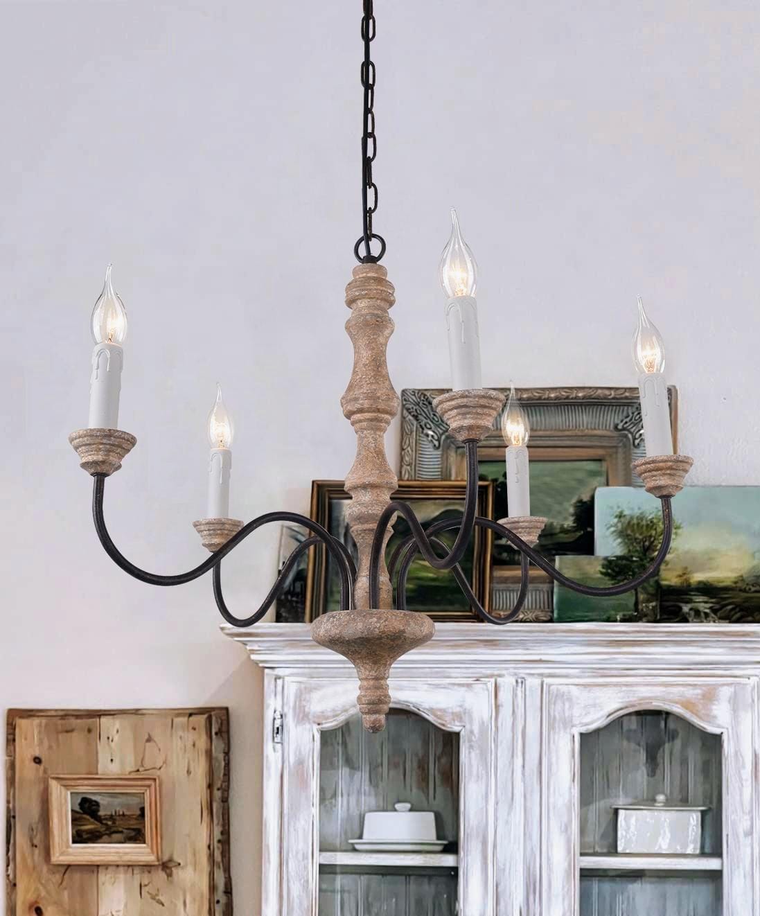 Customer photo review of Farmhouse 5-Light Candle Style Chandelier