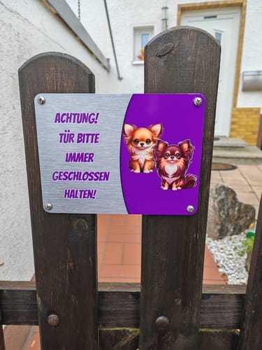Customer photo review of Hunde-Türschild mit Foto & Wunschtext (UV- UND WETTERFEST) - Angebot beim Kauf eines 2. Schildes