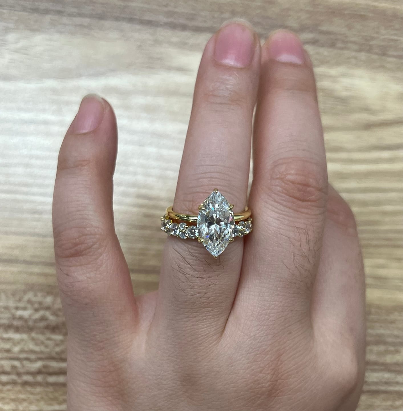 Customer photo review of S925 Special 3.0Ct Marquise Cut Wedding Set Bridal Rings With Wedding Band Travel Rings