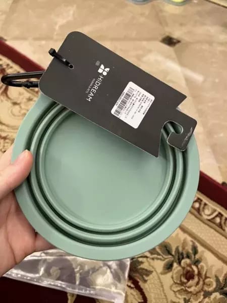 Customer photo review of Food-grade silicone Collapsible Trave Dog Bowls