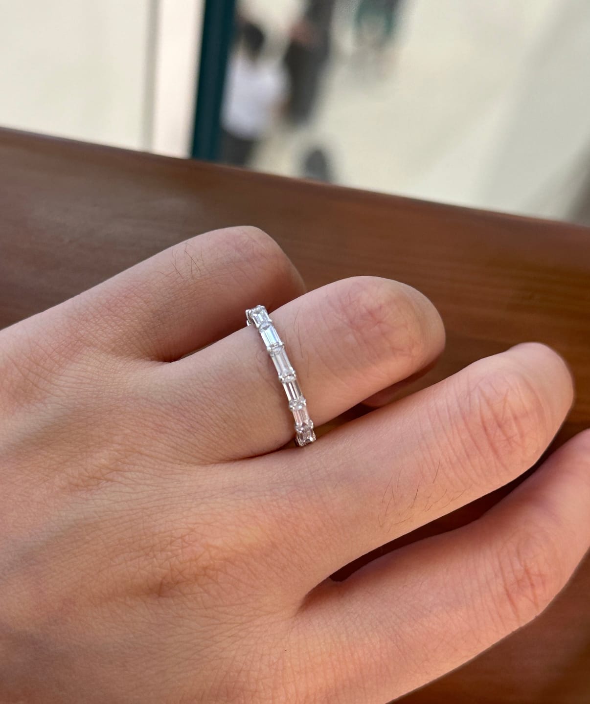 Customer photo review of S925 Louily 2.0Ct Emerald Cut Stunning Full Wedding Band Stackable Band For Women
