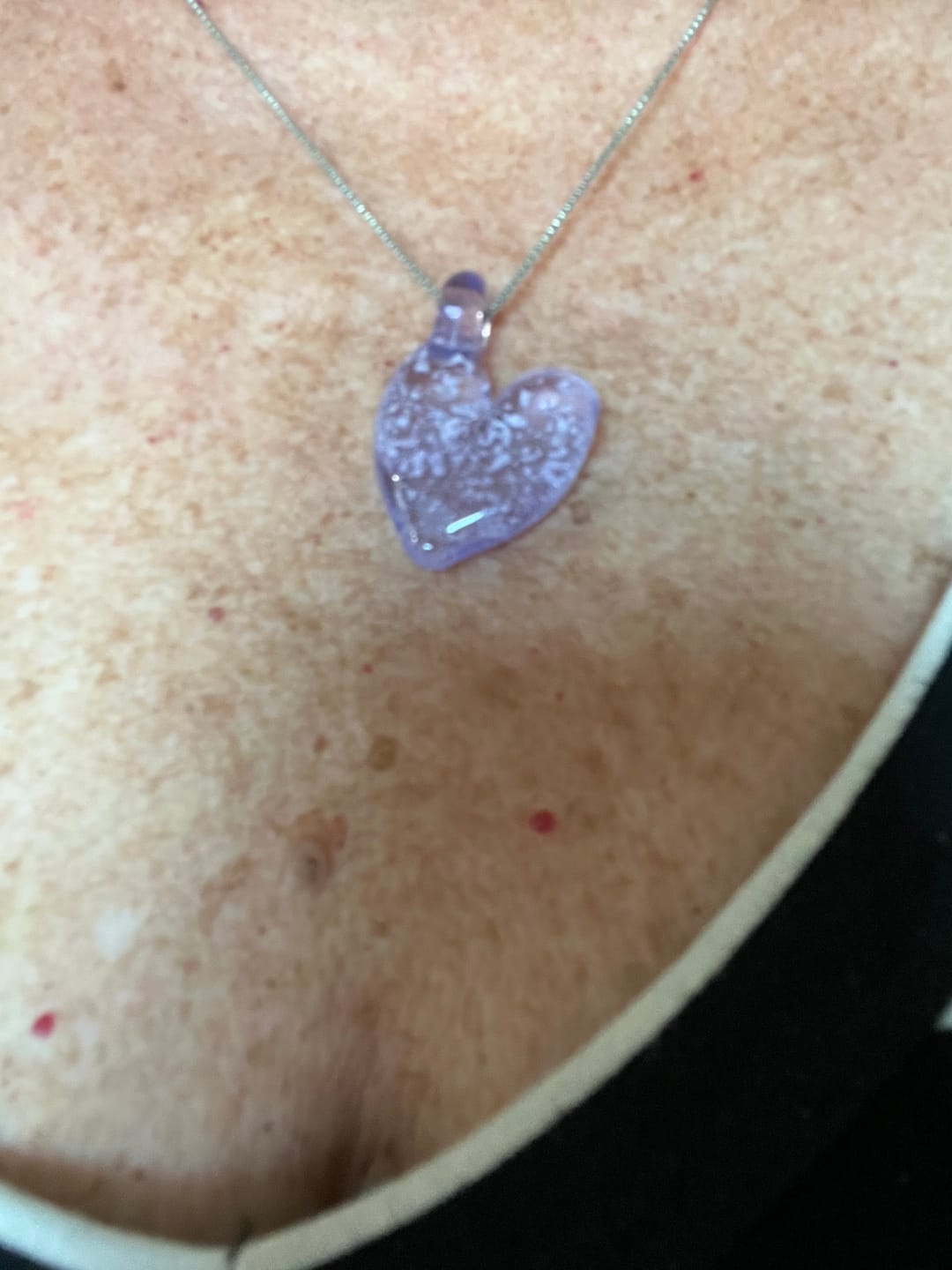 Customer photo review of Translucent Heart Pendant with Cremation Ashes
