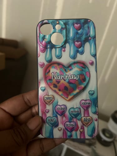 Customer photo review of Personalized Coloful Sweet Heart Dripping Background Phone Case