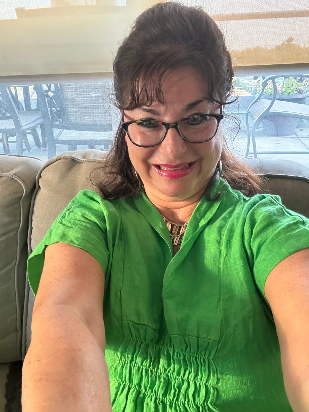 Customer photo review of Meo Linen Pocket Dress (Bright Green)