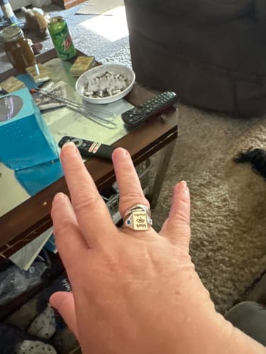 Customer photo review of Custom Name Personalized Rings With 2 Birthstones, Gift for Couple