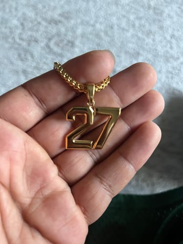 Customer photo review of Signature Jersey Number Pendant 18K Plated Gold