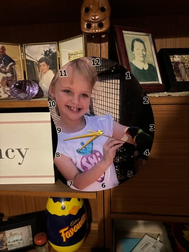 Customer photo review of Personalized Photo Acrylic Hanging Wall Clock Gift For Family