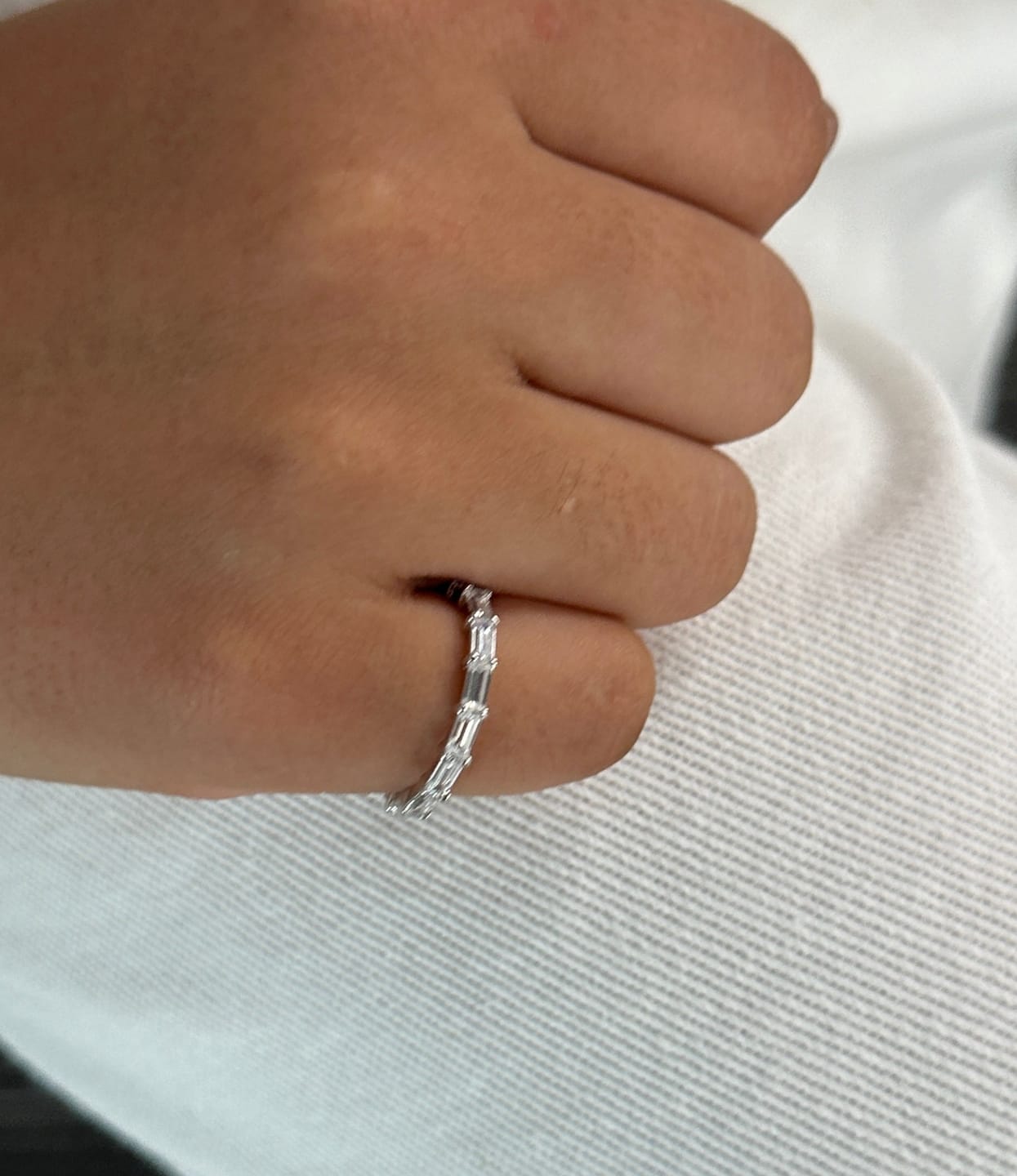 Customer photo review of S925 Louily 2.0Ct Emerald Cut Stunning Full Wedding Band Stackable Band For Women