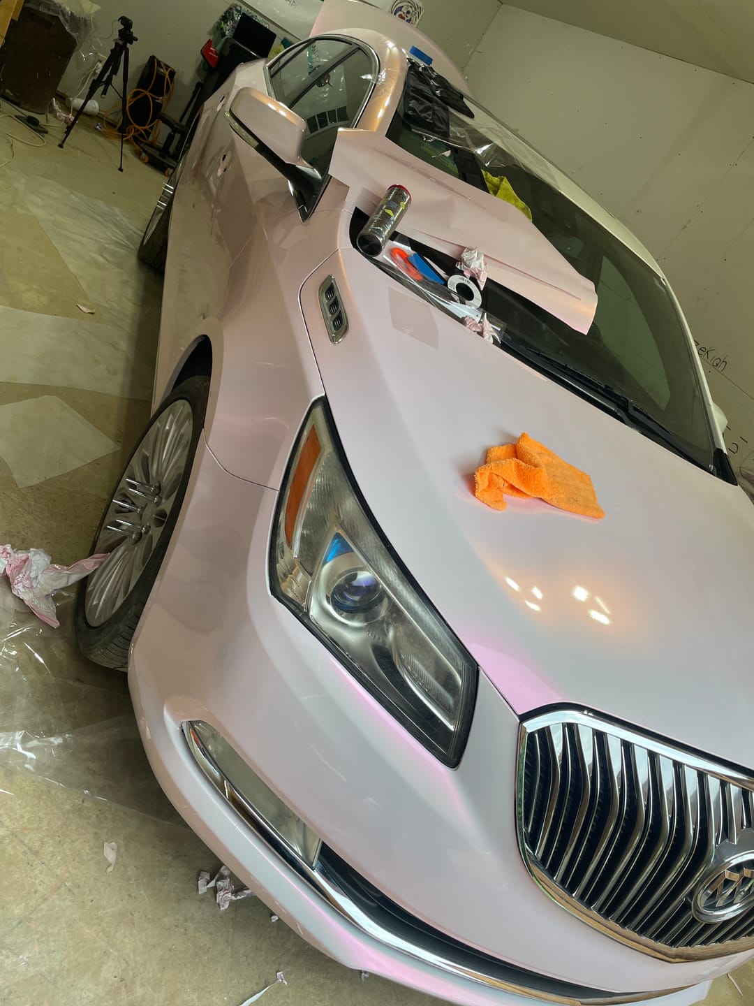Customer photo review of Candy Metallic Pink White Vinyl Wrap