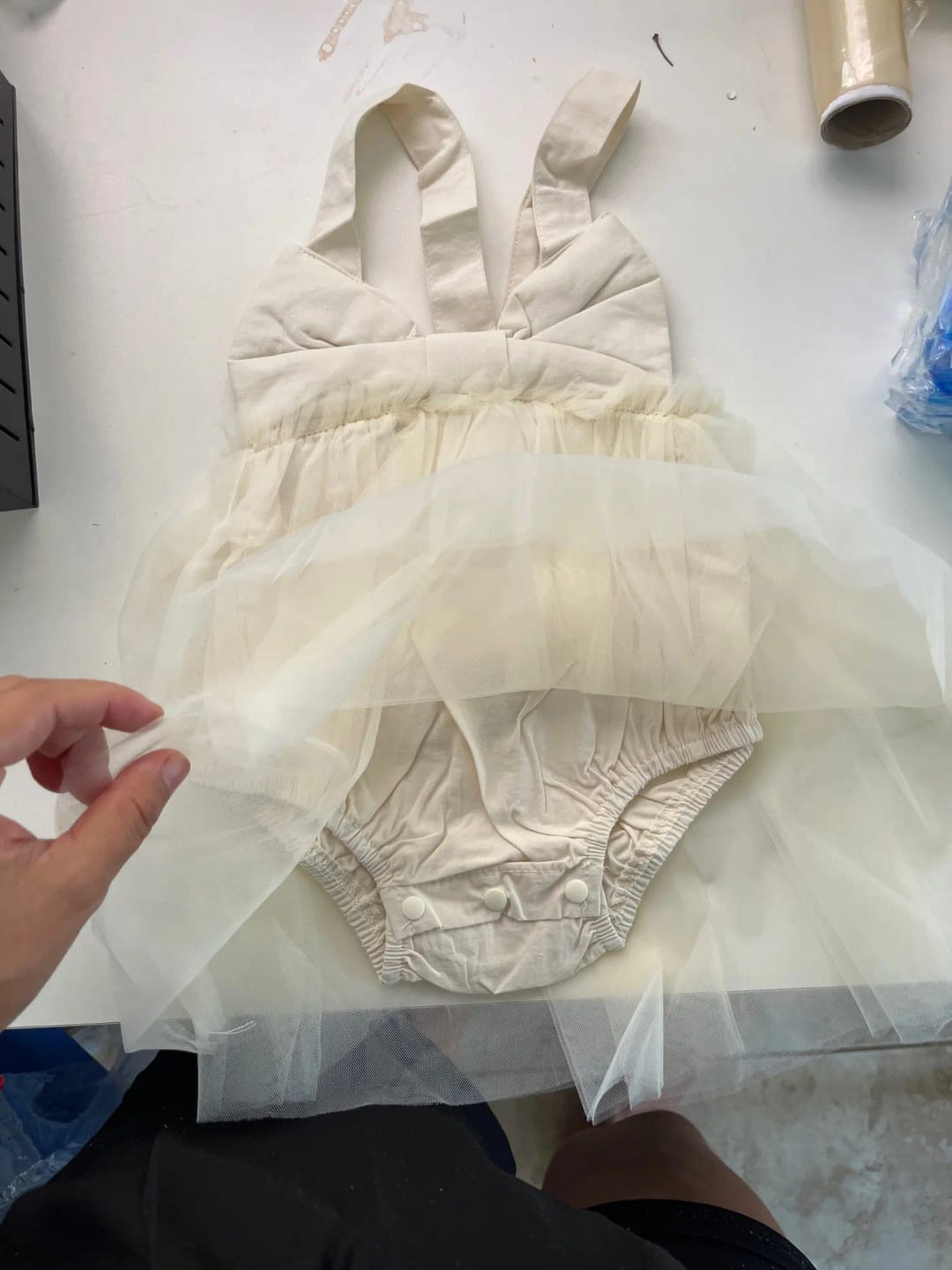 Customer photo review of Bow Detail Lace Romper Tutu Dress
