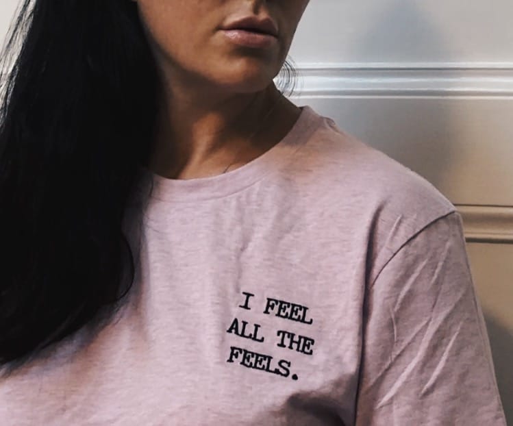 Customer photo review of I Feel All The Feels Embroidered T-Shirt