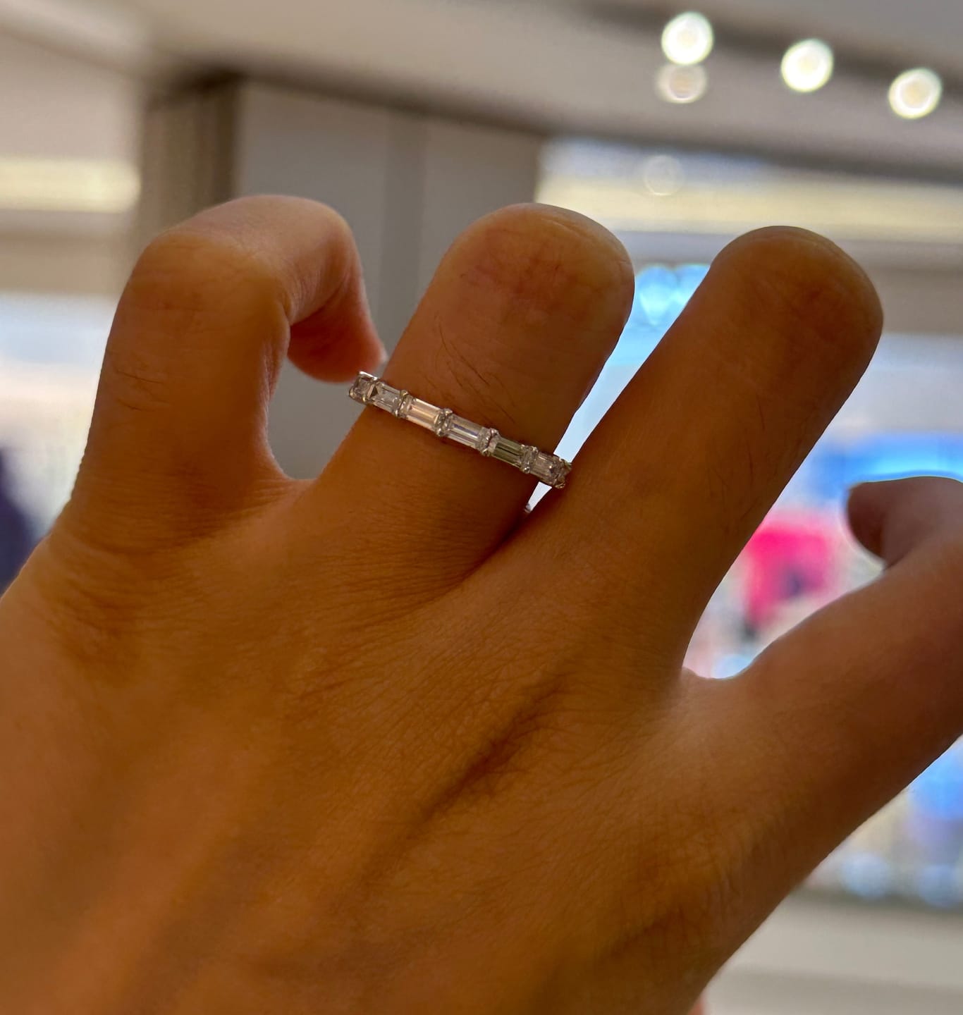 Customer photo review of S925 Louily 2.0Ct Emerald Cut Stunning Full Wedding Band Stackable Band For Women
