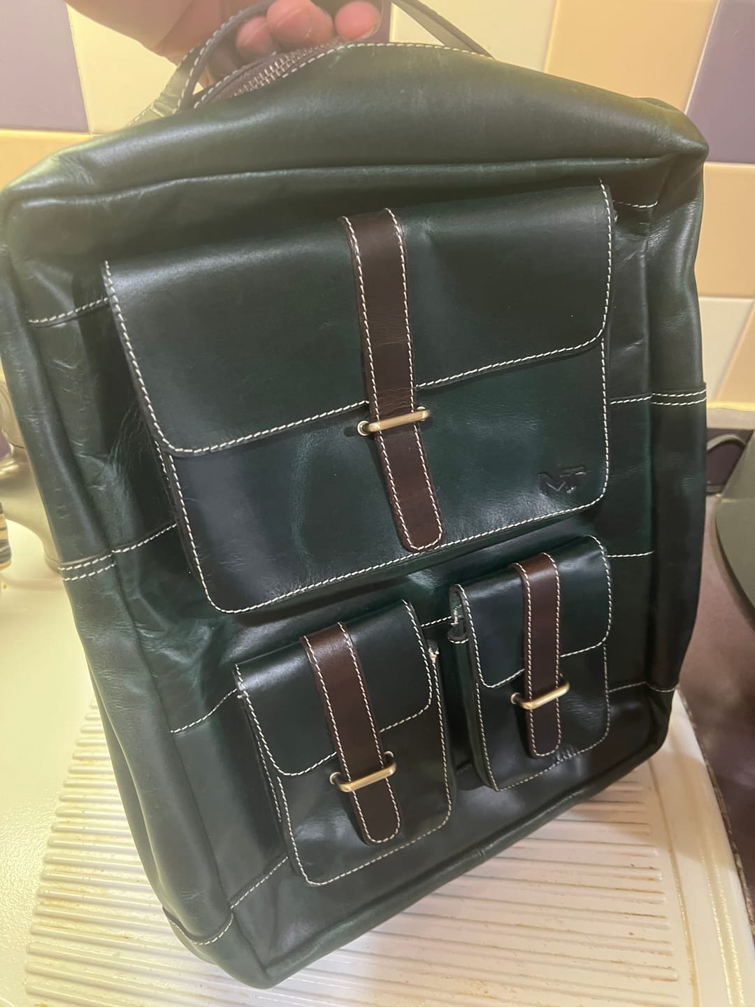 Customer photo review of Greenfield Leather Backpack