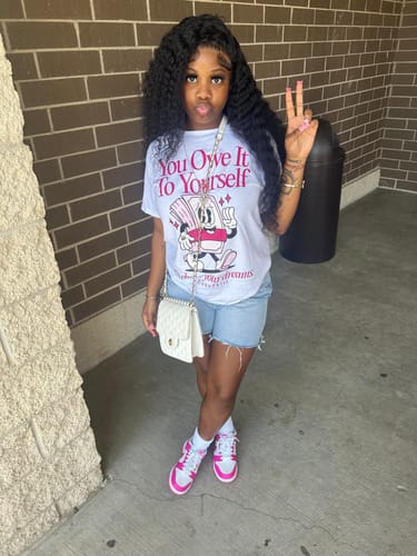 Customer photo review of Pink Collection DopeSkill T-Shirt Owe It To Yourself Graphic