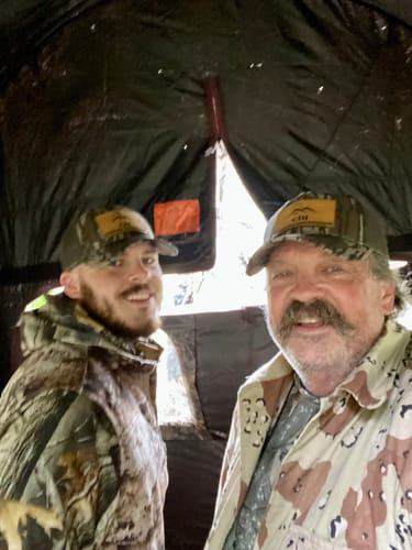 Customer photo review of [6 Pack] Mossy Oak Camouflage Leather Patch Trucker Hats