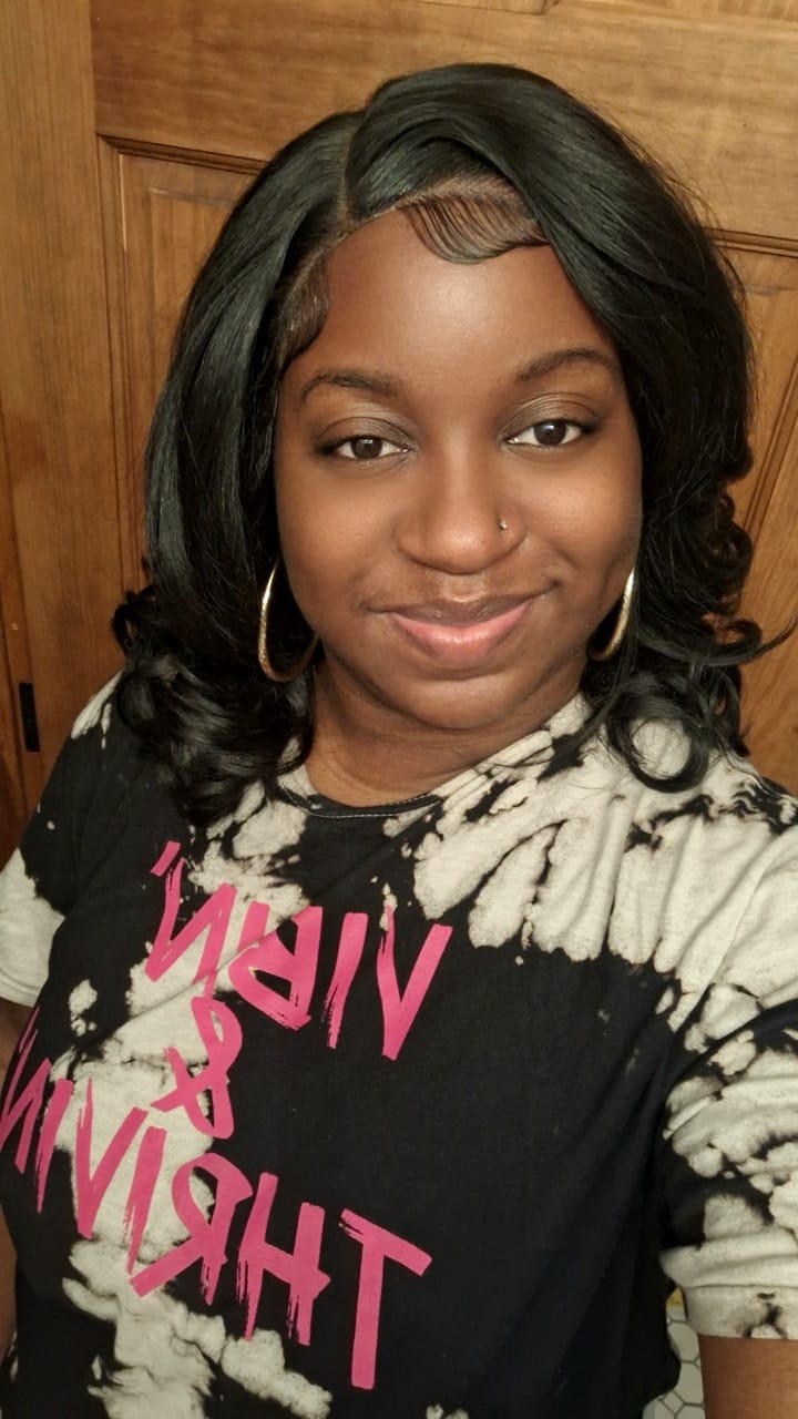 Customer photo review of Outre Synthetic Melted Hairline Deluxe Wide HD Lace Front Wig - ARLISSA