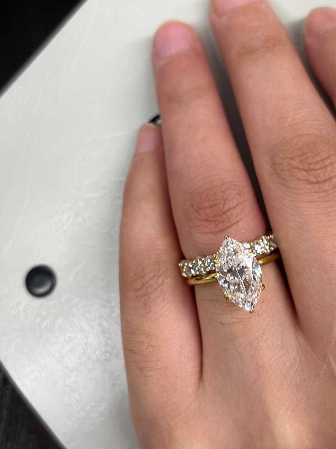 Customer photo review of S925 Special 3.0Ct Marquise Cut Wedding Set Bridal Rings With Wedding Band Travel Rings