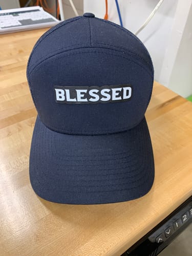 Customer photo review of Flat Bill Seven-Panel Leather Patch Hat - Richardson 168