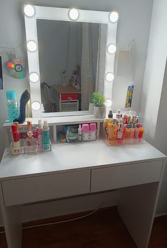 Customer photo review of Τραπέζι Μπουντουάρ Μακιγιάζ Μεικαπ Τουαλέτας Κρεβατοκάμαρας Καθρέφτης Λευκό με Φωτισμό LED Ρυθμιζόμενη Φωτεινότητα RD-T114W01