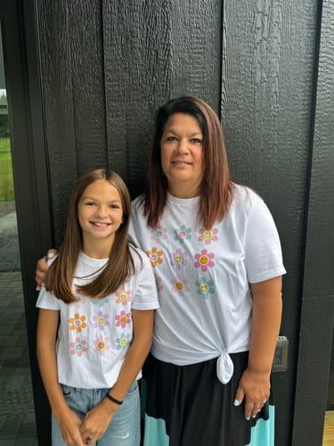 Customer photo review of Smiley Flowers Matching Shirts