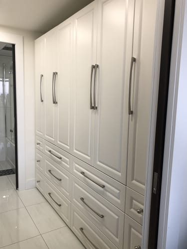 Customer photo review of 32" Wide Tall Pantry Cabinet - With Drawers - Thermofoil Doors
