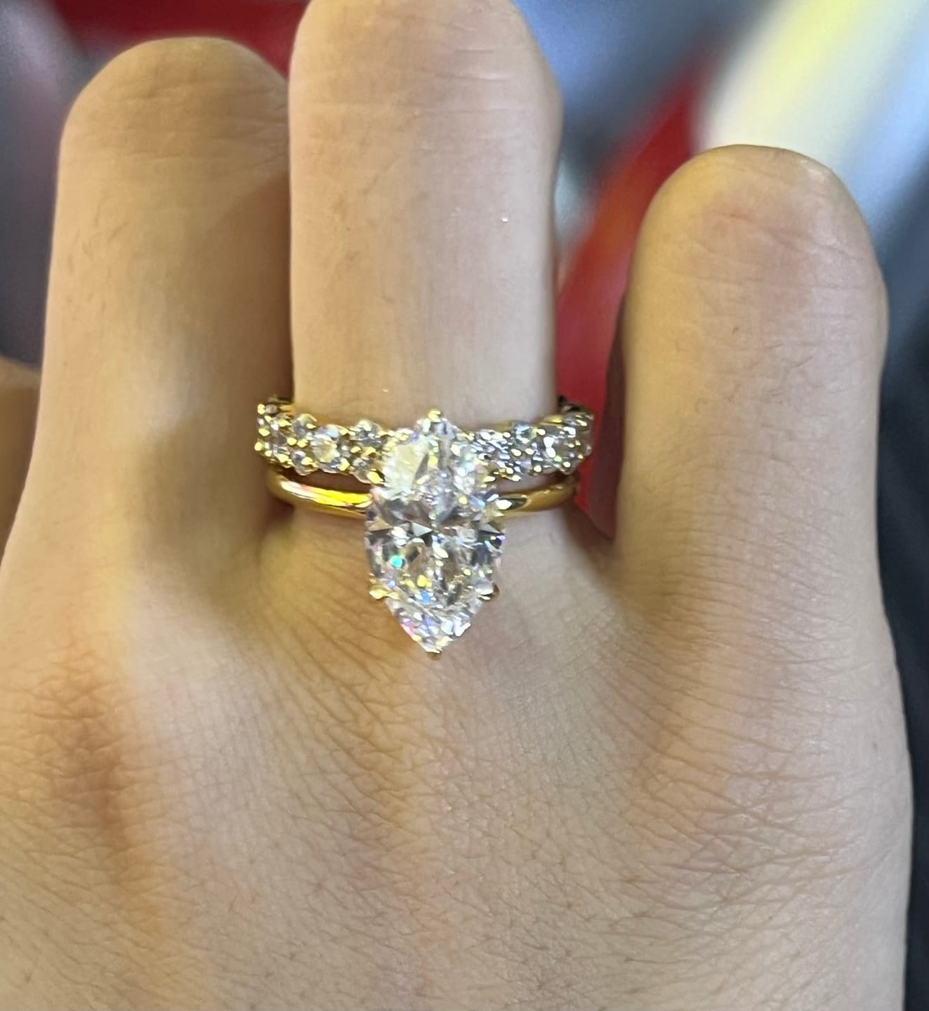 Customer photo review of S925 Special 3.0Ct Marquise Cut Wedding Set Bridal Rings With Wedding Band Travel Rings