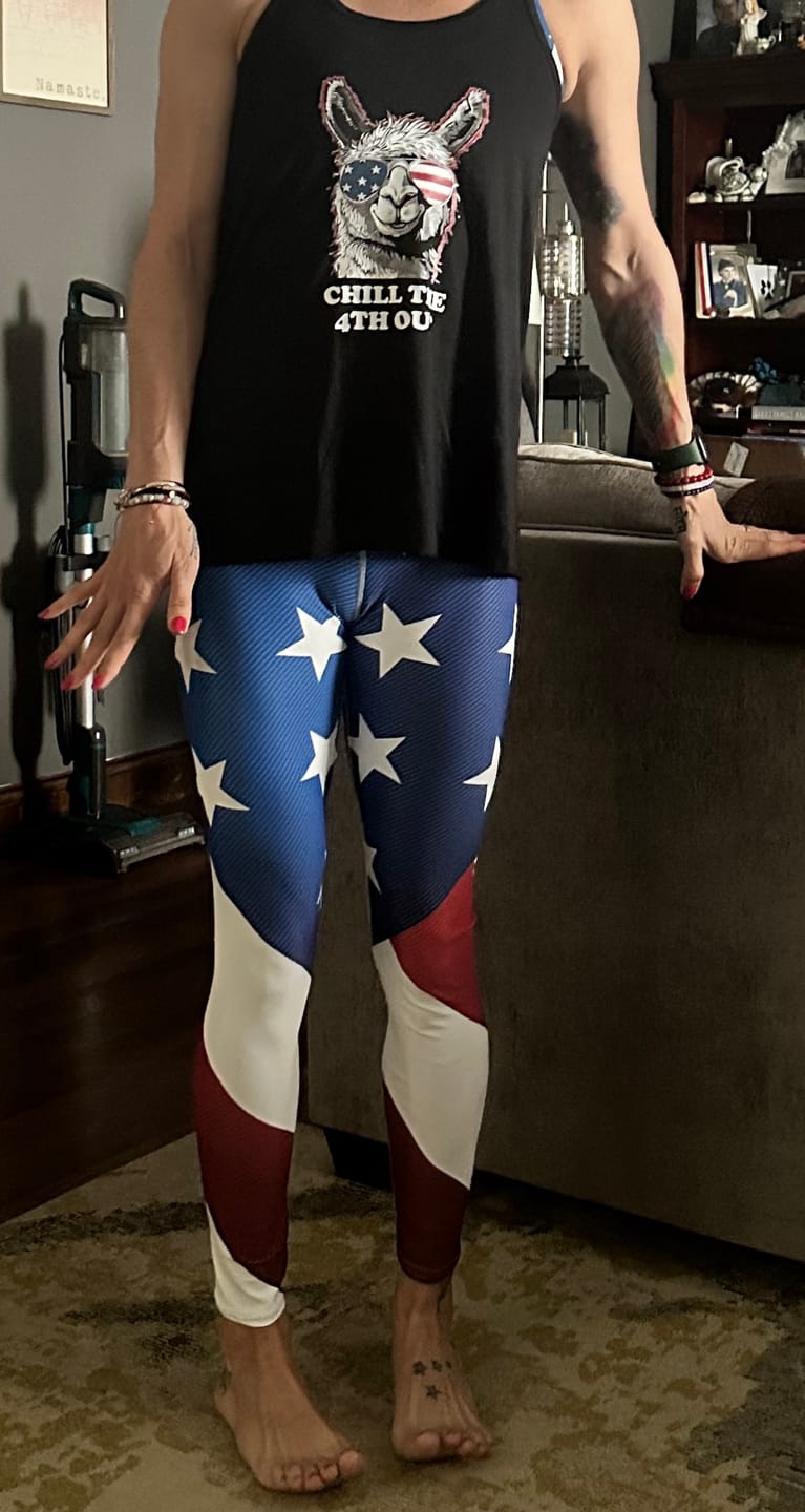 Customer photo review of American Flag Yoga Pants