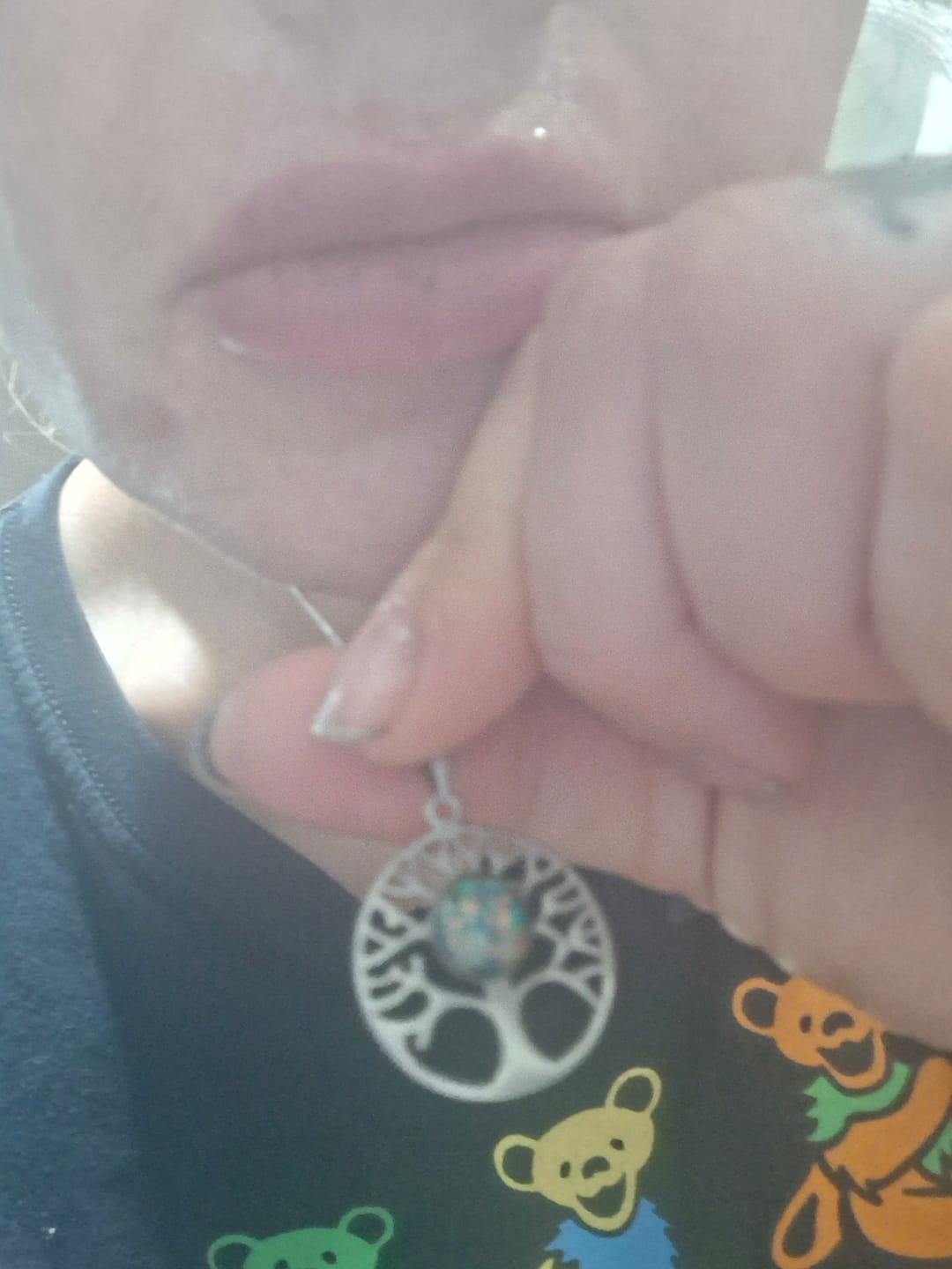 Customer photo review of Opal Tree of Life Pendant with Cremation Ashes