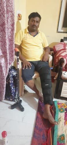 Customer photo review of Knee Stabler - Long (22" Brace) |Ideal firm Knee support that limits knee motion & stabilizes the knee with mediolateral metal supports | Color - Black
