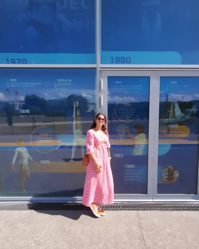 Customer photo review of Maila Musselin Kleid - Leo/Pink