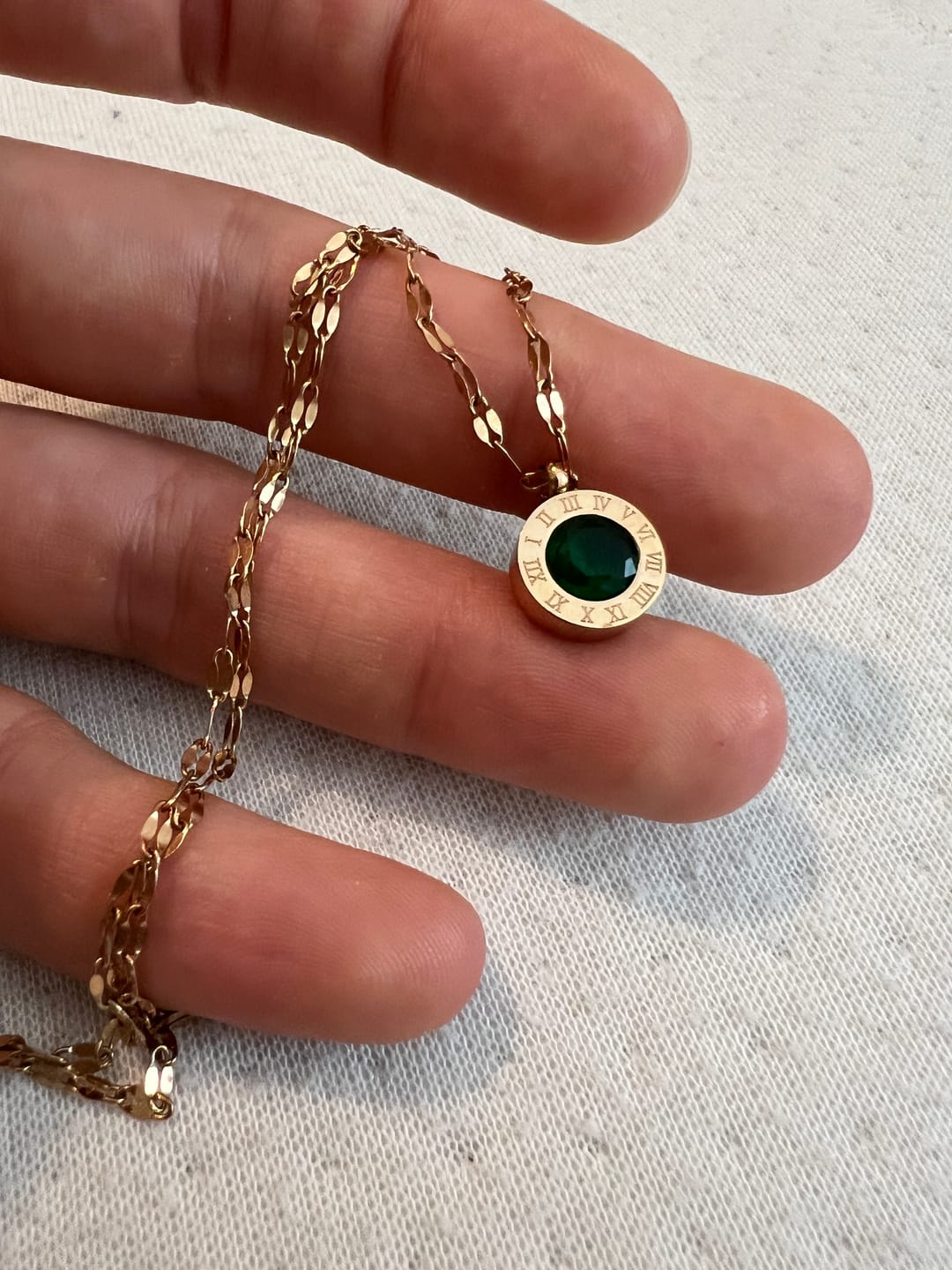 Customer photo review of Green Crystal Athena Necklace