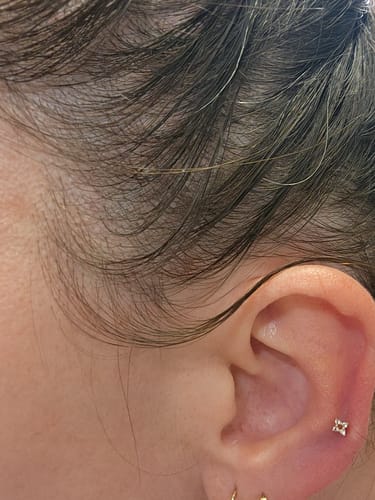 Customer photo review of Blossom Flat Back Stud - 14 Karat Gold