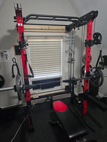 Customer photo review of Major Fitness F35 All-In-One Home Gym Wall-Mount Folding Power Rack