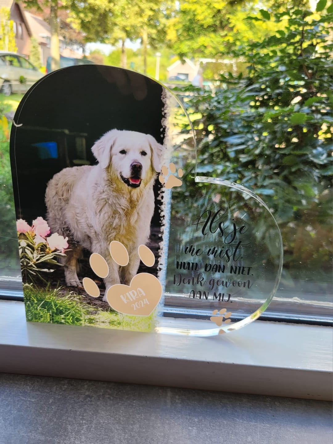 Customer photo review of Als je me mist - Gepersonaliseerd glazen hart