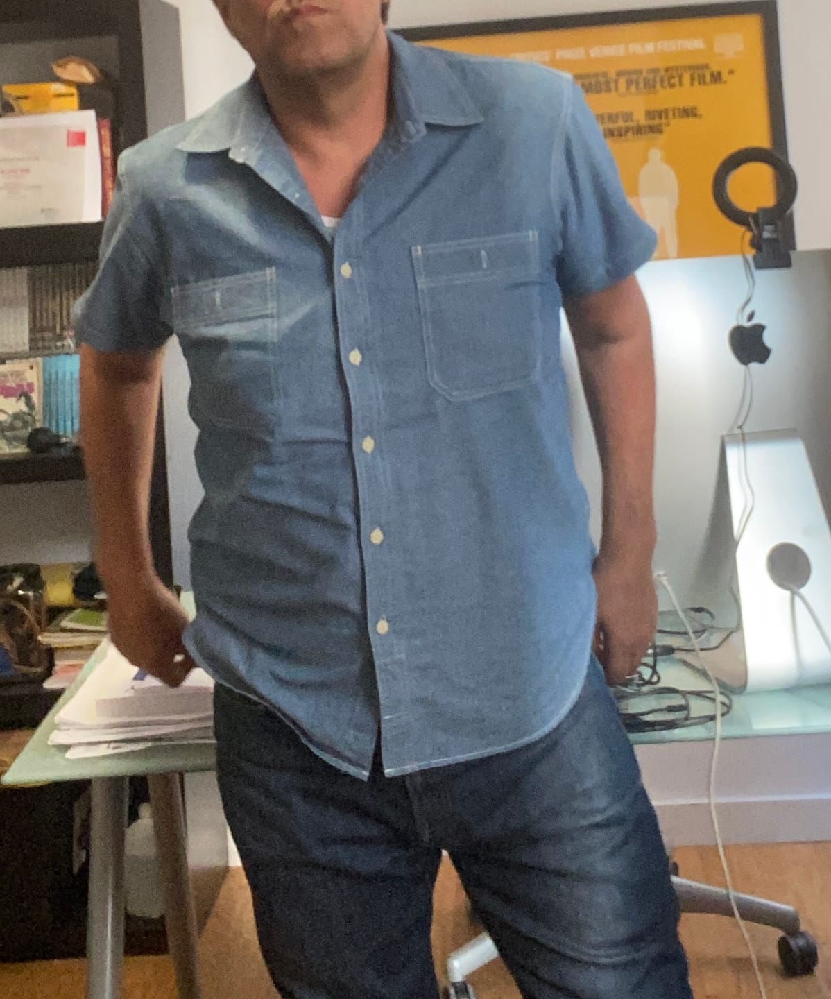 Customer photo review of Chambray Short Sleeve Work Shirt